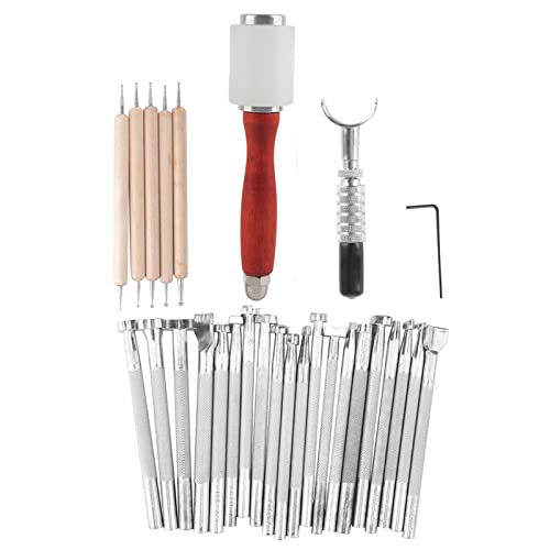 Leder -Handwerks -Werkzeug -Kit mit 20 Briefmarken für DIY -Schnitzen handgefertigte Projekte von Cerlyiont