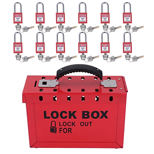 Lockout Tagout Box Kit, Lockout Tagout Group Lock Box, Portable Safety Group Padlock Box, with 12 Pcs 38mm Padlocks 24 Pcs Keys for Out Tag Out Station von Cerlyiont