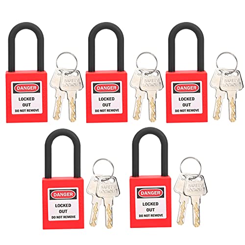 Lockout Tagout Locks, Loto Padlock, 5 Sets Safety Loto Lockout Padlock, Lockout Lock Nylon Engineered Security Padlock for Lock Out Tag Out Kits and Devices (Red) von Cerlyiont