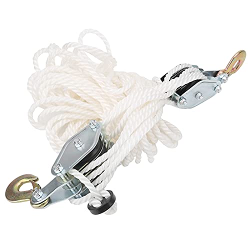 Rope Pulley Hoist 4400 LB, 7:1 Lifting Power Pulley Block and Tackle System, 65ft Heavy Duty Rope Hoist for Lifting Pulling Garage Warehouse Construction von Cerlyiont