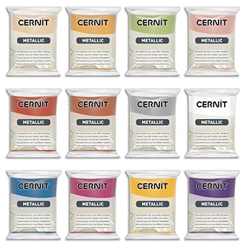 CERNIT CE0870012K01C - Un pack de 12 couleurs de pâte polymère Cernit Metallic - 12 Pains de 56g - Teintes classiques CERNIT CE0870012K01C - Un pack de 12 couleurs de pâte polymère Cernit Metallic - 12 Pains de 56g - Teintes classiques von Cernit