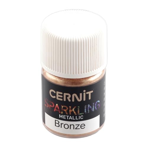 Cernit CE6100005058C - Dose Pigmentpulver 5g, SPARKLING METALLIC, für Modelliermasse (Polymer) & Epoxidharz geeignet, ideal für die Malerei, DIY- und Bastelprojekte, Bronze mit Metalleffekt, 1 Stück von Cernit