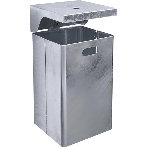 Certeo kaiserkraft | Abfallbehälter für außen | feuerverzinkt | Volumen 50 l | BxHxT 310 x 685 x 360 mm | Ascher integriert von Certeo