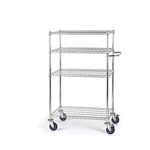 IQE-Storage Gitter-Etagenwagen WSC 109-5, Tragfähigkeit: 500 kg, LxBxH: 76 x 46 x 167 cm, 5 Etagen, Verchromt/Silber, Gitterwagen, Transportwagen, Chromewagen, Trolley von Certeo