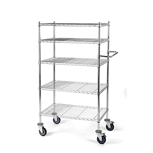 IQE-Storage Gitter-Etagenwagen WSC 209-5, Tragfähigkeit: 500 kg, LxBxH: 91 x 61 x 167 cm, 5 Etagen, Verchromt/Silber, Gitterwagen, Transportwagen, Chromewagen, Trolley von Certeo