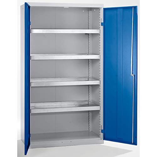 Umweltschrank ohne Türlochung, HxBxT 1800 x 1000 x 500 mm, 4 Wannenböden, lichtgrau/enzianblau. von Certeo