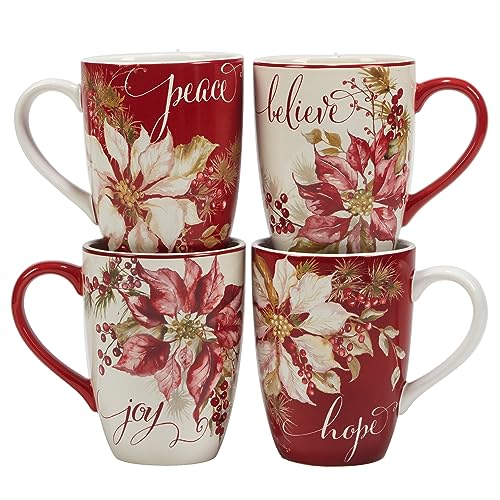 Certified International Winters Joy Kaffeebecher Tassen, 625 ml, 4 verschiedene Designs, mehrfarbig von Certified International