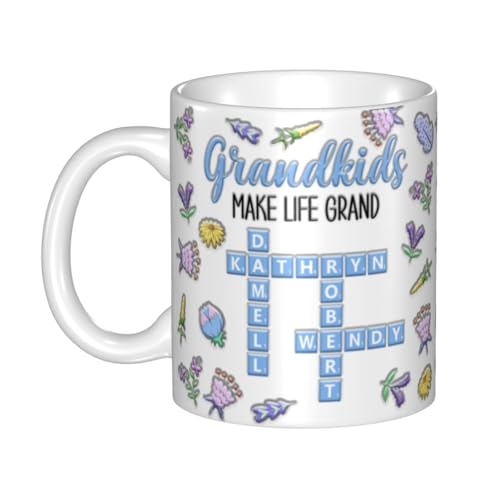 Certykllp Personalisierte Tasse mit englischsprachigem Kreuzworträtsel-Puzzle-Tasse, Geschenk für Großmutter, Opa, Großeltern mit Namen des Enkelkinders, Kaffeetasse von Certykllp