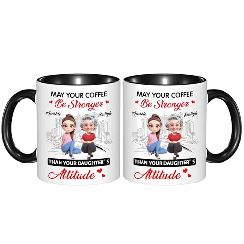 Personalisierte Kaffeetasse mit Namen, Cartoon-Porträt für Tochter, Mutter, Mama zum Muttertag von Certykllp