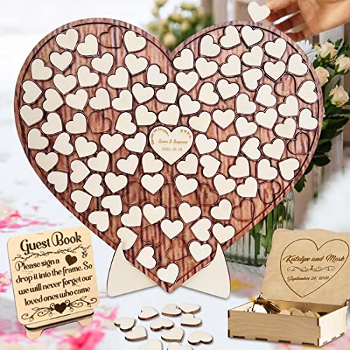 Personalisiertes Hochzeitspuzzle Gästebuch Alternative Custom Holz Herz Puzzle Gästebuch Schild Rustikales Gästebuch Hochzeit Dekor für Party Verlobung Empfang Jahrestag von Certykllp