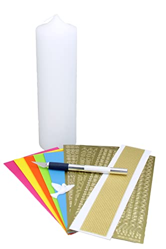 Cerziies Taufkerze-Bastelset mit Kerzen-Rohling, Buchstaben, Wachsplatten/-Streifen und Taube, Größe:ca. 40x5 cm Cerziies Taufkerze-Bastelset mit Kerzen-Rohling, Buchstaben, Wachsplatten/-Streifen und Taube, Größe:ca. 40x5 cm von Cerziies