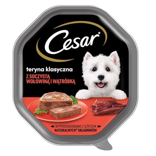 Cesar Klassik-Terrine Nassfutter für ausgewachsene Hunde mit saftigem Rindfleisch und Leber, Schale 6 x 150g von Cesar