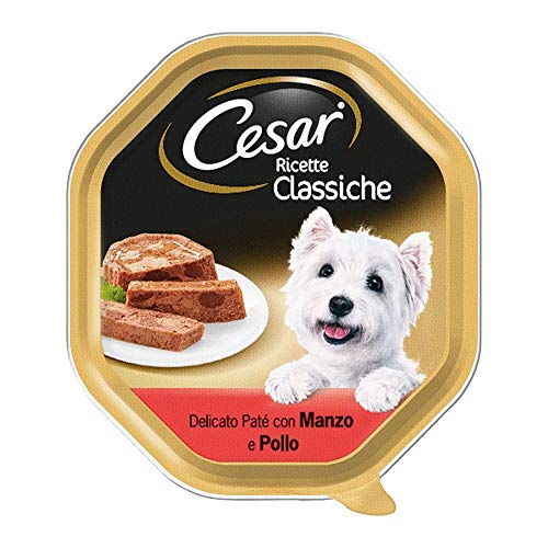 Cesar Klassische Rezepte Lebensmittel für zarter Hund Pastete mit zartes Kalbfleisch und Huhn 150 g - 14 Tabletten von Cesar