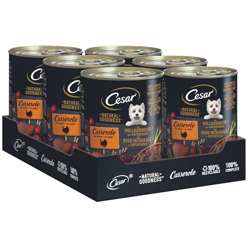Cesar Natural Goodness Premium Hunde Nassfutter in der Dose Casserole in Sauce mit Truthahn und Superfoods 6x400g von Cesar