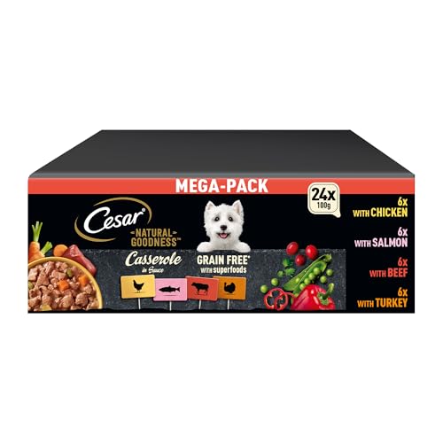Cesar Natural Goodness Premium Hunde Nassfutter in der Schale 4 Varietäten in Sauce in Terrine Megapack 24x100g Cesar Natural Goodness Premium Hunde Nassfutter in der Schale 4 Varietäten in Sauce in Terrine Megapack 24x100g von Cesar
