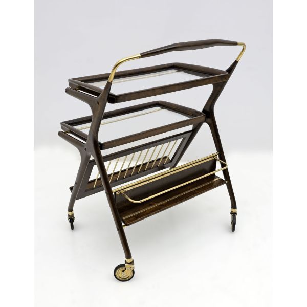 Mid-Century Barwagen aus Nussbaum und Messing von Cesare Lacca (1950er Jahre), Cesare Lacca von Cesare Lacca