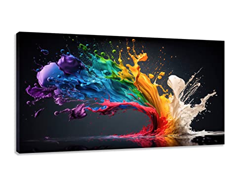 Cesnavas Moderne bunte Leinwanddrucke. Bild der Farbexplosion von Farben auf einem dunklen Hintergrund für Wohnzimmer Büro Wanddekoration 50x90cm Nur Leinwand von Cesnavas