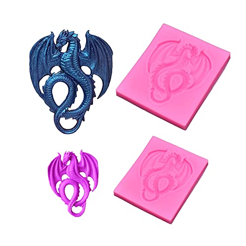Cestony One Big One Small 2pcs Flying Dragons Silicone Molds for DIY Cake Fondant Biscuit Cookies Soap Sugar Pudding Chocolate Hard Candies Dessert Key Chain Plaster Ornament von Cestony