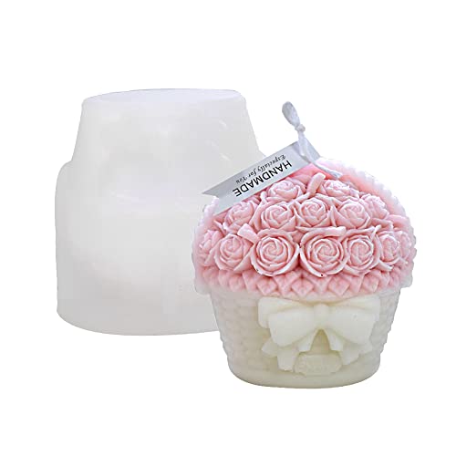 Cestony Valentinstag 3D Rose Korb Form Kerze Silikon Formen für die Herstellung von Kerzen Harz Säulen Aromatherapie Kerzen Wachs Seife Blume Proben Ton Handwerk von Cestony