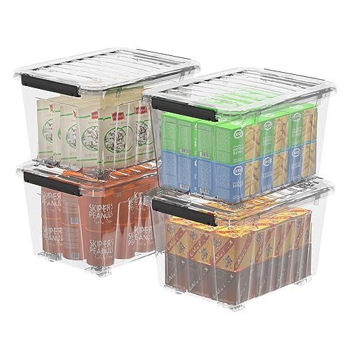 Cetomo,55L*4,4er-Pack, Aufbewahrungsbox mit deckel,Aufbewahrungsboxen, mit Clips, stapelbar, Wohnzimmer, Schlafzimmer.lebensmittelecht,Verschlussclips,Neumaterial Plastik-Box transparent von Cetomo