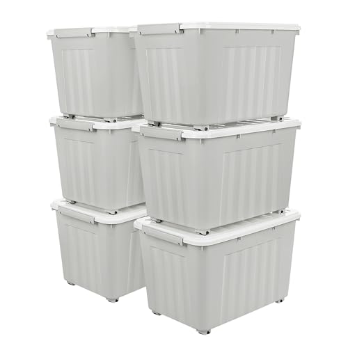 Cetomo,55L,6er-Pack, Aufbewahrungsbox mit deckel,Aufbewahrungsboxen, mit Clips, stapelbar, Wohnzimmer, Schlafzimmer.lebensmittelecht ,Verschlussclips,Neumaterial Plastik-Box grau Cetomo,55L,6er-Pack, Aufbewahrungsbox mit deckel,Aufbewahrungsboxen, mit Clips, stapelbar, Wohnzimmer, Schlafzimmer.lebensmittelecht ,Verschlussclips,Neumaterial Plastik-Box grau von Cetomo