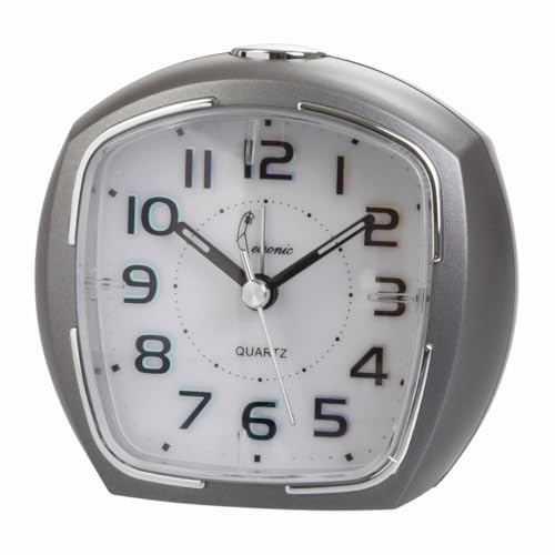 Cetronic Grauer Wecker mit leiser Bewegung, Alarm, Schlummerfunktion (Snooze), Displaybeleuchtung von Cetronic