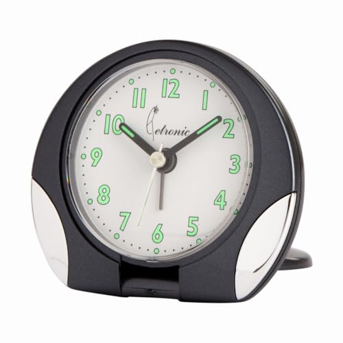 Cetronic Reisewecker Grau Metall mit Alarmfunktion, Schlummerfunktion (Snooze) und Licht von Cetronic