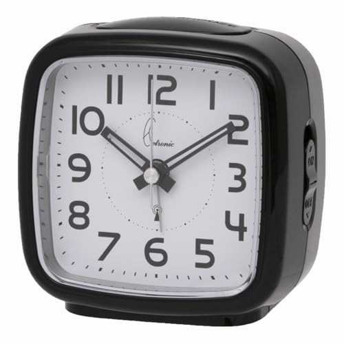 Cetronic Schwarzer Wecker mit Progressiver Alarmfunktion, leises Uhrwerk, Schlummerfunktion (Snooze) von Cetronic