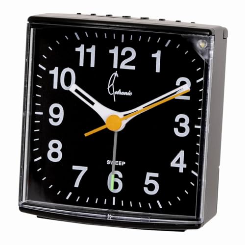 Cetronic Schwarzer Wecker mit Progressiver Alarmfunktion, leises Uhrwerk, weiße LED-Hintergrundbeleuchtung, Schlummerfunktion (Snooze) von Cetronic
