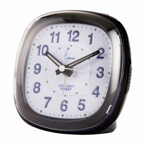 Cetronic Schwarzer Wecker mit progressivem Piepton und leisem Uhrwerk, Schlummerfunktion (Snooze), Blaue LED-Hintergrundbeleuchtung von Cetronic