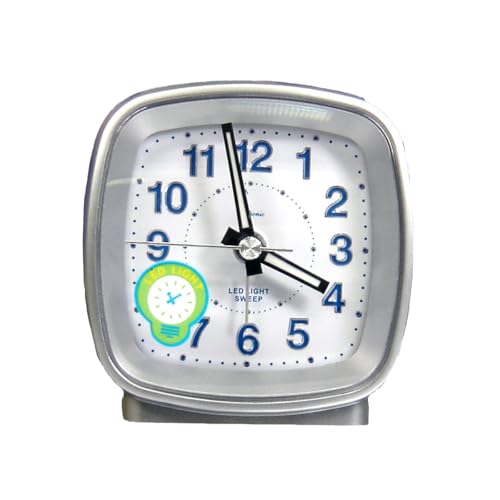 Cetronic Wecker Silber mit Progressiver Alarmfunktion (Crescendo), Blaue Hintergrundbeleuchtung, Schlummerfunktion (Snooze) von Cetronic