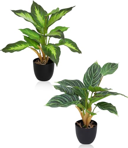Cexovo 2 Stück Kunstpflanze Wie Echt,Künstliche Pflanzen im Topf,Monstera Kunstpflanzen,Fake Plant,Zimmerpflanzen,Dekopflanze Plastik Pflanze Deko Gestreift+Gelb Kern 37CM für Schlafzimmer Büro Küche Cexovo 2 Stück Kunstpflanze Wie Echt,Künstliche Pflanzen im Topf,Monstera Kunstpflanzen,Fake Plant,Zimmerpflanzen,Dekopflanze Plastik Pflanze Deko Gestreift+Gelb Kern 37CM für Schlafzimmer Büro Küche von Cexovo