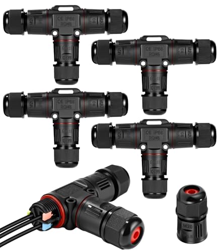 Cexovo 4 Stück Kabelverbinder Wasserdicht 3 Polig IP68 Erdkabel Verteilerdose Wasserdicht 3 Wege Kabel Verbinder Wasserdicht für Ø3-12mm Kabeldurchmesser,IP68 Verbindungsmuffe,Verteilerdose Klemmdose von Cexovo