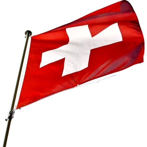 Schweiz Fahne | Schwiizer Flagge | Schweizer Flaggen | Fanartikel | strapazierfähiges Polyester & Metallösen | 90x150cm| 3x5 ft | Fahne von Cey (Schweiz) von Cey