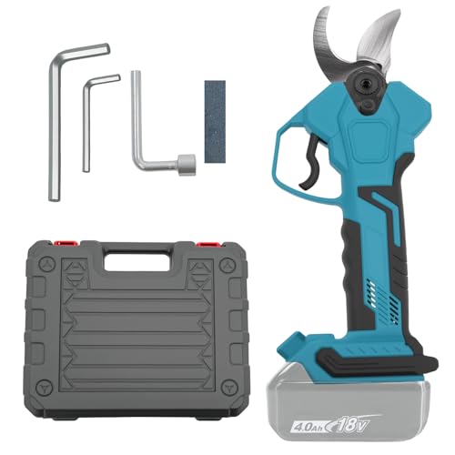 Wiederaufladbare Elektrische Gartenschere mit LCD Display, 40 mm Schnittdurchmesser, Max Öffnung 65 mm, Akku Astschere Kompatibel mit Makita 18V Akku (Ohne Batterie) für Baumschnitt und Gartenarbeit von CeyKvo