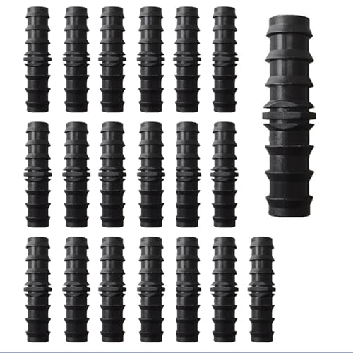 Cfcyhla 20 Stücke 16mm Bewässerung Verbinder,Bewässerung Anschluss Kit,Kunststoff Tropfbewässerungsschlauch Verbindungsstücke,Kappen Stopfen Stecker Widerhaken Verbinder für Bewässerung System, Gerade von Cfcyhla