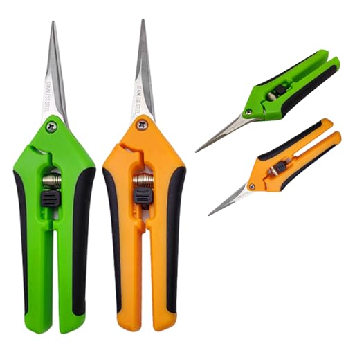 Cfcyhla 2pcs Gartenschere Ernteschere mit Gebogenen Titanbeschichteten Klingen, Feststellgriff Trimmschere, Pflanzenschere, Klein Blumenschere für Baumzweige, Blumen, Früchte von Cfcyhla