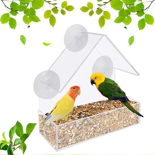 Cfcyhla Transparent Fenster Futterhaus für Vögel,Fenster Vogelfutterspender,Vogelhaus Fensterscheibe mit Saugnäpfen,Futterspender für Wildvögel Bird Feeder Vogelfutterhaus mit Saugnäpfe von Cfcyhla