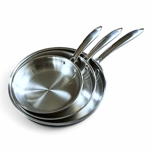 Cflagrant® Triply Bratpfanne aus Edelstahl 18/10, ohne PFAS/PFOA/PTFE/Cadmium (3 Pfannen 20/24/30 cm) von Cflagrant