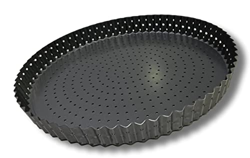 Cflagrant France® Kuchenform, perforiert, abnehmbarer Boden, runde Kuchenform, 28 cm, Karbonstahl, Antihaftbeschichtung, ohne PFOA von Cflagrant