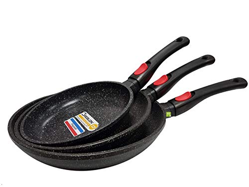 'cflagrant Pfannen-Set, 3 "Steinoptik ohne PFOA Durchmesser: 20/24/28 cm, alle Herdarten 100% Induktion Kochen ohne Fett von Cflagrant