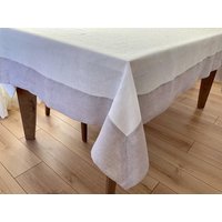 Elegante Luxus %100 Leinen Tischdecke, Naturleinen Und Wollweiße Leinentischdecke, Tischdecke in Sondergrößen, Bestes Geschenk Für Ihre Mutter von CfoxLinenCreations