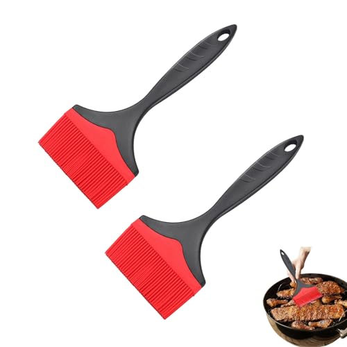 ChAusa 2 Stück Extra Großer Silikon Backpinsel 10cm Extra Breiter Backpinsel,Küche Grillpinsel,Hitzebeständig Silikon Kochpinsel,Pinsel Backen für Backen,Kochen,Grillen (Rot) von ChAusa