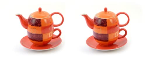 2 X NEU teemando® Tea for one Set "Patricia" Keramik, mit Goldauflage Kanne: 0,4 l, Tasse: 0,2 l von Cha Cult