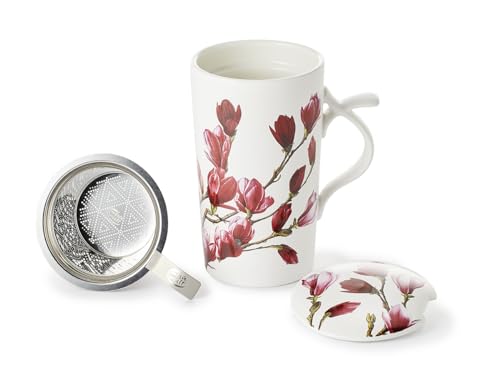 Cha Cult teemando® Teamug Mayumi New Bone China-Kräuterteetasse, matt mit Edelstahlsieb, 0,4 l H 15 cm, Ø 8,8 cm von Cha Cult