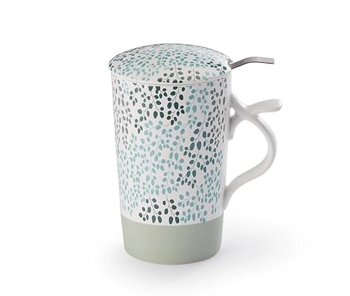 Cha Cult teemando® Teamug Milea New Bone China-Kräuterteetasse, 3-teilig mit Edelstahlsieb, 0,4 l H 15 cm, Ø 8,8 cm von Cha Cult