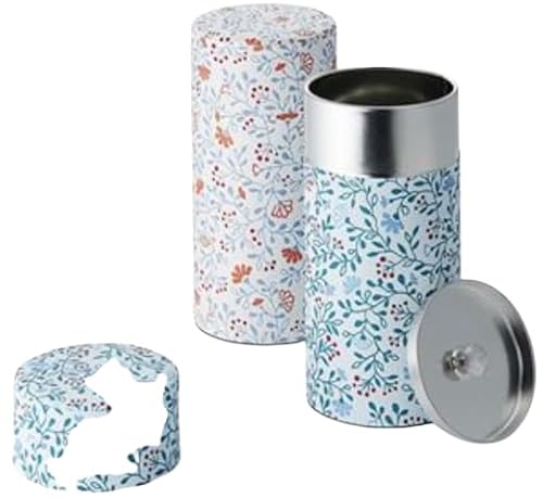 Cha Cult teemando Dose® „Kano, 150 g Weißblech, mit Aromaverschluss veredelt mit Japanpapier (Washi), 2-fach sortiert H 15,5 cm, Ø 7,5 cm von Cha Cult