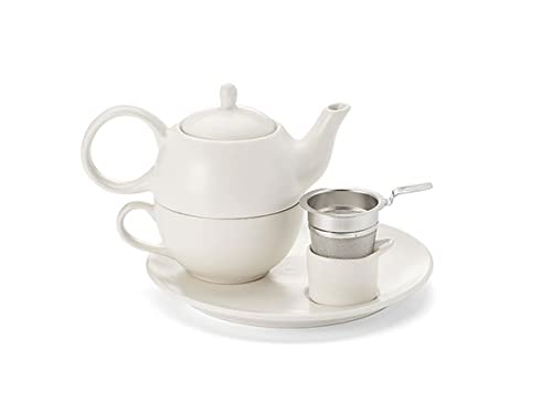 NEU teemando® Tea for one Set "Malina" Keramik matt, 5-teilig Kanne: 0,4 l, Tasse: 0,2 l, Unterteller: Ø 21 cm von Cha Cult