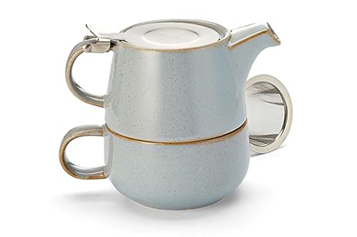 NEu teemando® Tea for one Set "Mans" Keramik, 4-teilig mit Edelstahlsieb- und -deckel Kanne: 0,45 l / Tasse: 0,25 l von Cha Cult