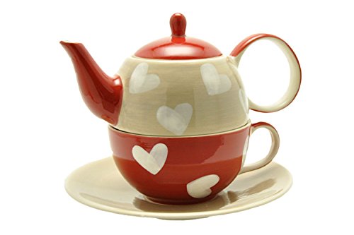 Tea for one Set "Corazon" Keramik, 4 teilig Kanne: 0,4 l, Tasse: 0,2 l von Cha Cult